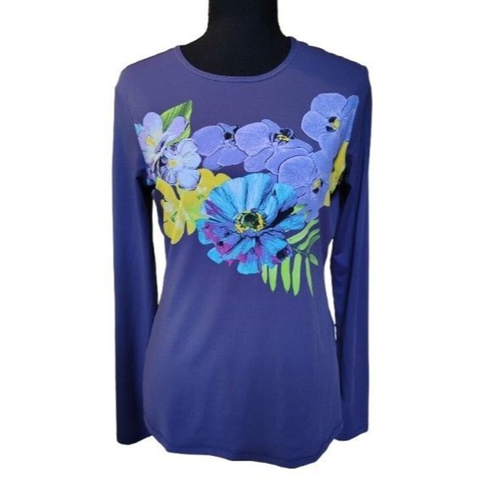 Lands End Womens Small 6-8 Swim Tee Long Sleeve Rash Guard Sun Protection